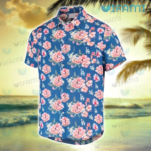 Dodgers Hawaiian Shirt Pink Hibiscus Pattern Los Angeles Dodgers Gift