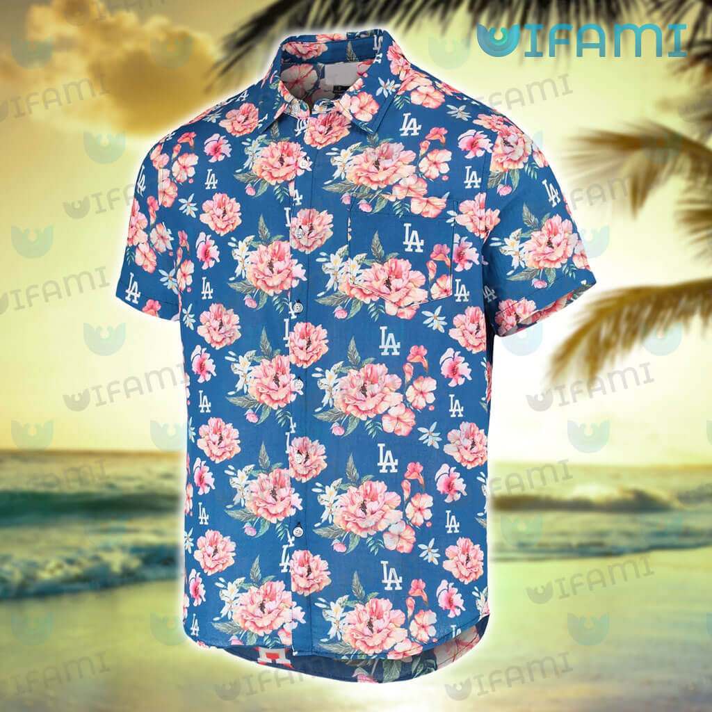 Los Angeles Dodgers Pink Yellow White Hibiscus Pattern Tropical Hawaiian  Shirt - Freedomdesign