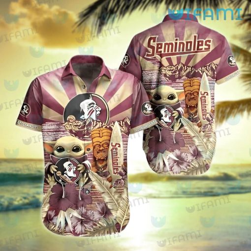 FSU Hawaiian Shirt Baby Yoda Tiki Mask FSU Gift