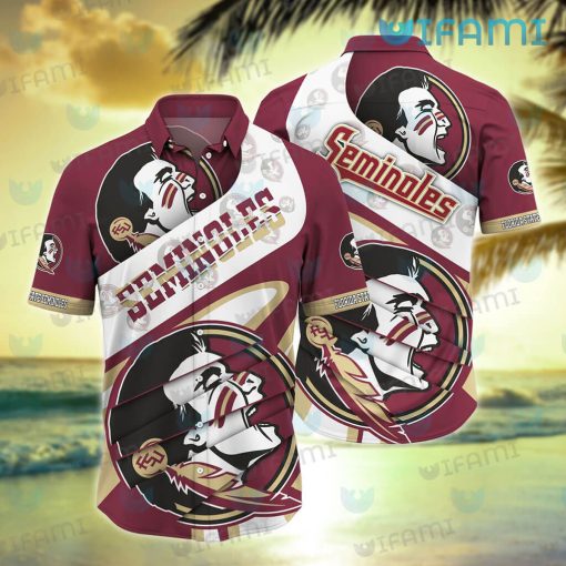 FSU Hawaiian Shirt Big Logo Pattern Florida State Seminoles Gift