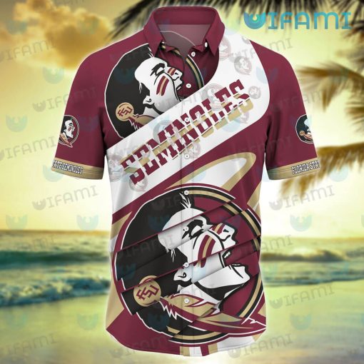 FSU Hawaiian Shirt Big Logo Pattern Florida State Seminoles Gift