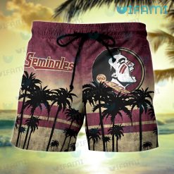 FSU Hawaiian Shirt Coconut Tree Logo Florida State Seminoles Short