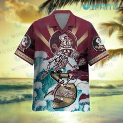FSU Hawaiian Shirt Grateful Dead Skeleton Surfing FSU Present