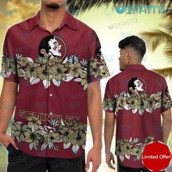 FSU Hawaiian Shirt Hibiscus Pattern Florida State Seminoles Gift