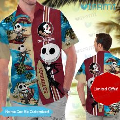 FSU Hawaiian Shirt Jack Skellington Surfing Beach Personalized FSU Gift