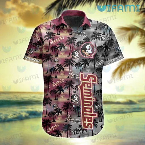 FSU Hawaiian Shirt Sunset Dark Coconut Tree FSU Gift