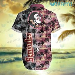 FSU Hawaiian Shirt Sunset Dark Coconut Tree FSU Present Back
