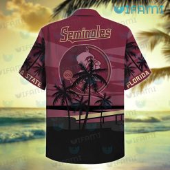 FSU Hawaiian Shirt Sunset Tropical Beach FSU Present Back