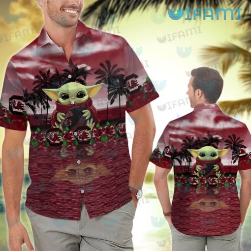 Gamecocks Hawaiian Shirt Baby Yoda Beach Gamecocks Gift