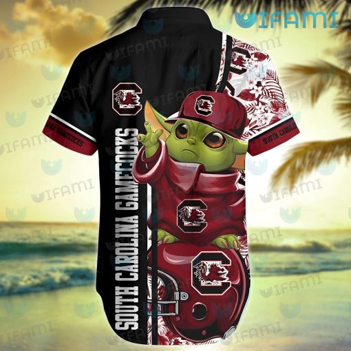 Gamecocks Hawaiian Shirt Baby Yoda Tropical Flower Gamecocks Gift