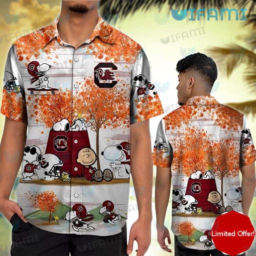 Gamecocks Hawaiian Shirt Charlie Snoopy Woodstock Autumn Gamecocks Gift