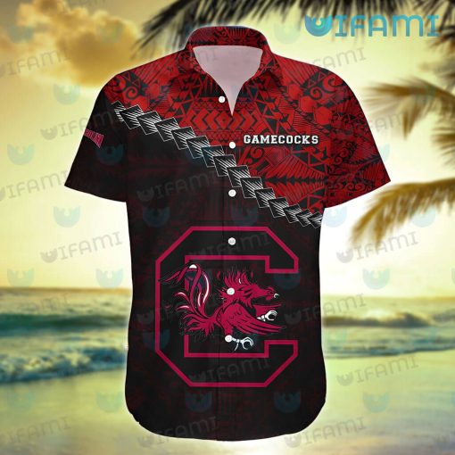 Gamecocks Hawaiian Shirt Grunge Polynesian Gamecocks Gift