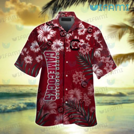 Gamecocks Hawaiian Shirt Hibiscus Palm Leaf Gamecocks Gift