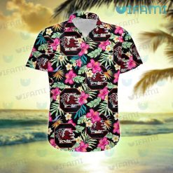 Gamecocks Hawaiian Shirt Plumeria Hibiscus Tropical Leaves Gamecocks Present