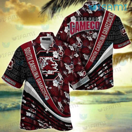 Gamecocks Hawaiian Shirt Red Palm Leaves Gamecocks Gift