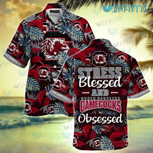 Gamecocks Hawaiian Shirt Stress Blessed Palm Leaf Gamecocks Gift