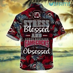 Gamecocks Hawaiian Shirt Stress Blessed Palm Leaf Gamecocks Present Back