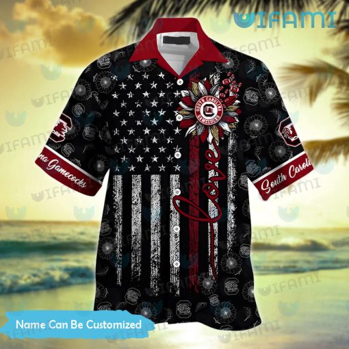 Gamecocks Hawaiian Shirt Sunflower USA Flag Personalized Gamecocks Gift