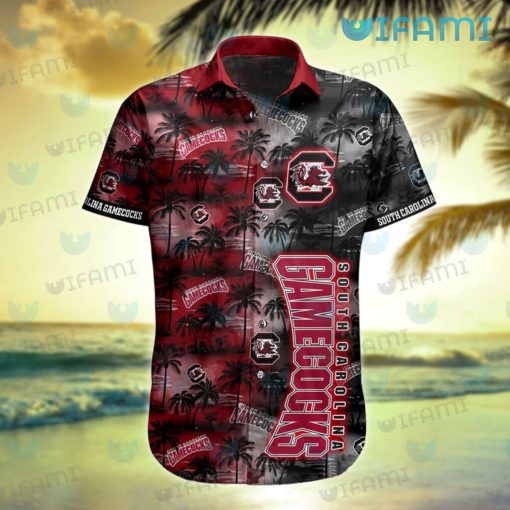 Gamecocks Hawaiian Shirt Sunset Dark Coconut Tree Gamecocks Gift