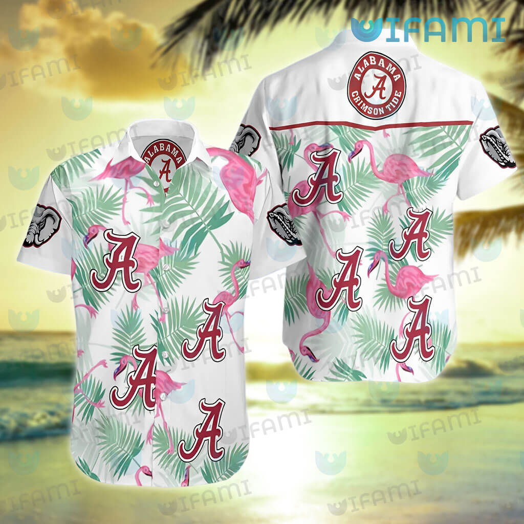 Hawaiian Alabama Shirt Flamingo Tropical Leaf Alabama Crimson Tide