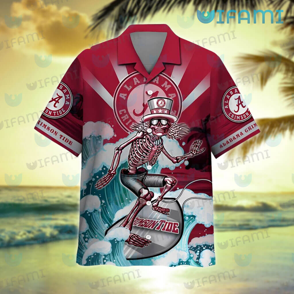 Hawaiian Alabama Shirt Grateful Dead Skeleton Surfing Alabama Crimson Tide  Gift - Personalized Gifts: Family, Sports, Occasions, Trending
