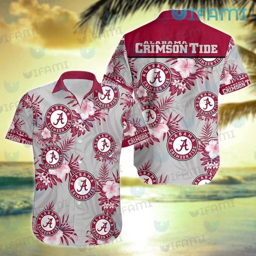 Hawaiian Alabama Shirt Hibiscus Tropical Leaves Alabama Crimson Tide Gift