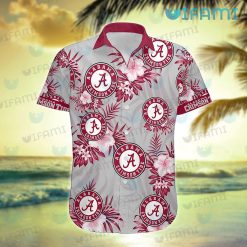 Hawaiian Alabama Shirt Hibiscus Tropical Leaves Alabama Crimson Tide Present