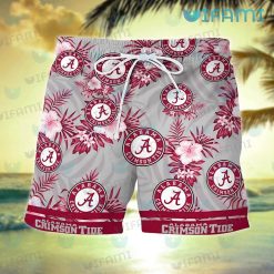 Hawaiian Alabama Shirt Hibiscus Tropical Leaves Alabama Crimson Tide Short