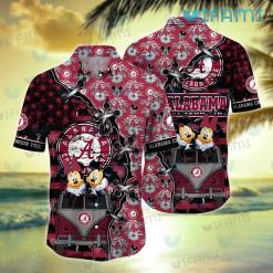 Hawaiian Alabama Shirt Mickey Minnie Stitches Coconut Tree Crimson Tide Gift