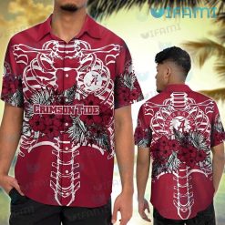 Hawaiian Alabama Shirt Ribcage Hibiscus Pattern Crimson Tide Gift