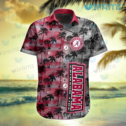 Hawaiian Alabama Shirt Sunset Dark Coconut Tree Alabama Crimson Tide Gift