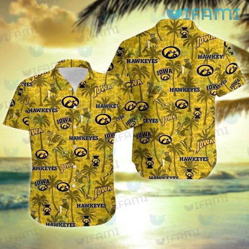 Hawkeyes Hawaiian Shirt Coconut Tree Pattern Iowa Hawkeyes Gift