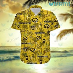 Hawkeyes Hawaiian Shirt Coconut Tree Pattern Iowa Hawkeyes Gift