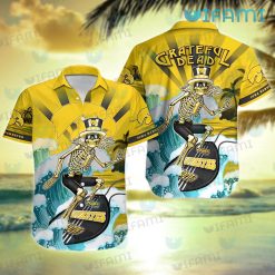 Hawkeyes Hawaiian Shirt Grateful Dead Skeleton Surfing Iowa Hawkeyes Gift