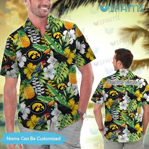 Hawkeyes Hawaiian Shirt Toucan Rosella Pineapple Iowa Hawkeyes Gift