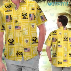 Hawkeyes Hawaiian Shirt USA Flag Tapa Design Iowa Hawkeyes Gift