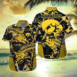 Iowa Hawkeyes Hawaiian Shirt Fishbone Pattern New Hawkeye Gifts