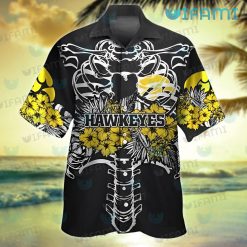 Iowa Hawkeyes Hawaiian Shirt Ribcage Tropical Flower New Hawkeye Gifts