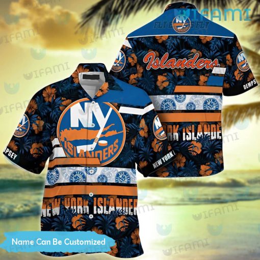 Islanders Hawaiian Shirt Hibiscus Palm Leaves Custom New York Islanders Gift