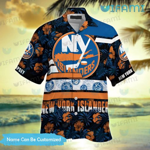 Islanders Hawaiian Shirt Hibiscus Palm Leaves Custom New York Islanders Gift