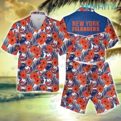 Islanders Hawaiian Shirt Orange Hibiscus Palm Leaves New York Islanders Gift
