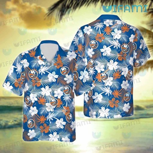 Islanders Hawaiian Shirt Orange White Hibiscus New York Islanders Gift