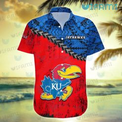 Jayhawks Hawaiian Shirt Grunge Polynesian Kansas Jayhawks Gift