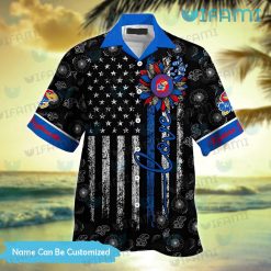 Jayhawks Hawaiian Shirt Sunflower USA Flag Custom Kansas Jayhawks Present