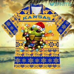 Kansas Jayhawks Hawaiian Shirt Baby Yoda Lights Best Jayhawk Present