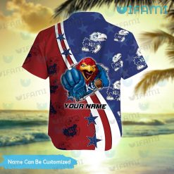 Kansas Jayhawks Hawaiian Shirt Big Mascot Kansas Jayhawks Present Back