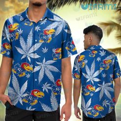 Kansas Jayhawks Hawaiian Shirt Cannabis Leaf Kansas Jayhawks Present