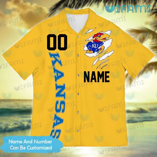 Kansas Jayhawks Hawaiian Shirt Football Helmet Personalized Best Jayhawk Gifts