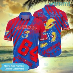 Kansas Jayhawks Hawaiian Shirt Grunge Pattern Custom Kansas Jayhawks Gift
