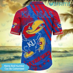 Kansas Jayhawks Hawaiian Shirt Grunge Pattern Custom Kansas Jayhawks Gift